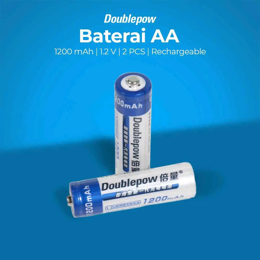 Baterai doubelpower Rechargeable AA Ni-MH 1200mAh 1.2V 2 PCS