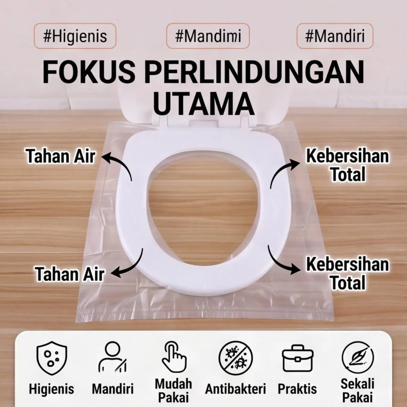 (30 Buah) Penutup Dudukan Toilet Sekali Pakai Portabel Tahan Air Anti Bakteri untuk Perjalanan Wanita Hamil Hotel Praktis & Efisien