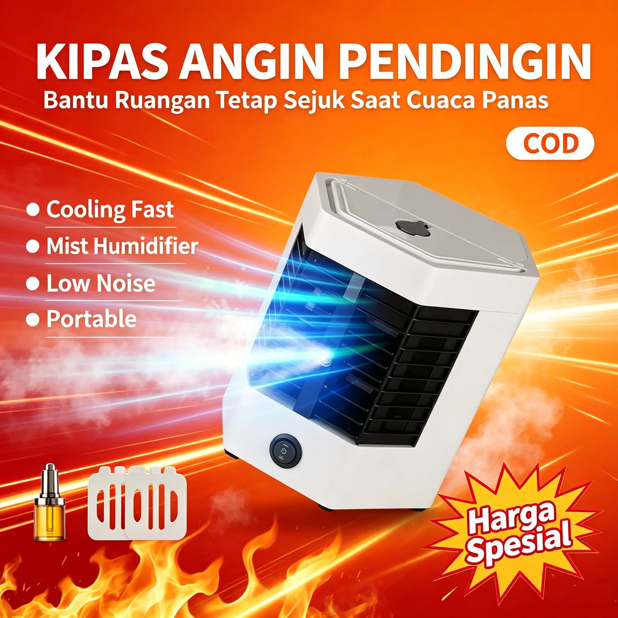 TERMURAH  COD Air Cooler Kipas Mini Portable AC USB Praktis Pendingin Ruangan Mini Import 2 Kecepatan Pendingin Udara Evaporatif Mini Pribadi Kecil Kipas Pendingin Udara