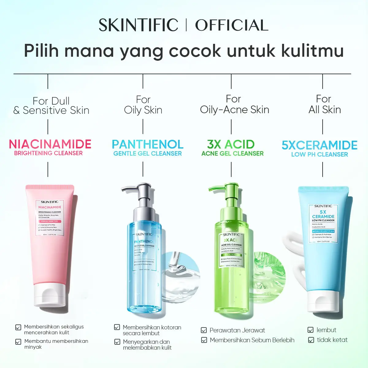 SKINTIFIC facial wash cleanser 5X Ceramide Low pH Cleanser/Sensitive Soothe Cleanser/white truffle cleansing essence/Panthenol Gentle Gel Cleanser/3X Acid Acne Gel Cleanser cleansing/