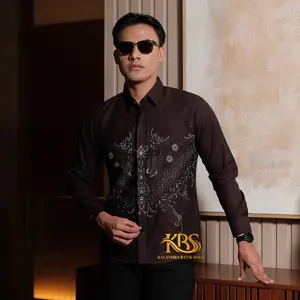 KALANDRA BATIK SOLO Motif Arjuna Coklat Mahogany katun prima premium lengan panjang full furing nyaman adem kemeja kerja casual formal