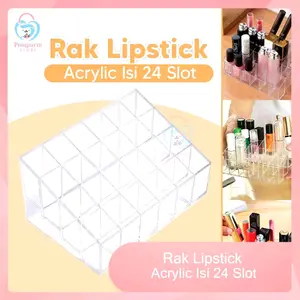 Rak Lipstik Akrilik 24 Slot Tahan Lama dan Mudah Dibersihkan