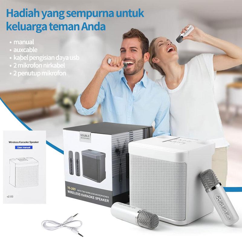 「DayaHidup」Speaker Bluetooth Karaoke 2 MIC Wireless Microphone Bluetooth Speaker Portable Stereo Outdoor Family Party KTV Equipment Bass sound rumahan
