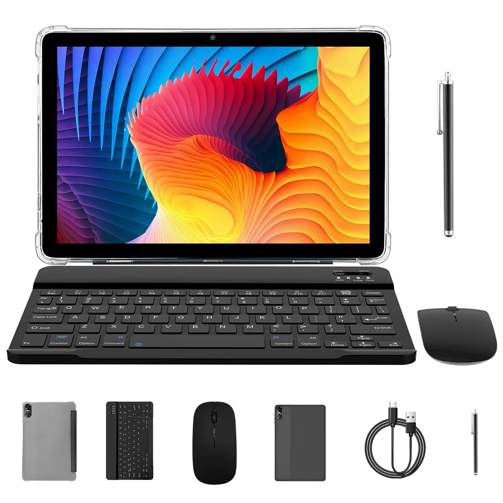 10.1 inch Tablet with Keyboard MouseSet, 1 Count RAM 8GB ROM 64GB Android 14Tablet with Keyboard Mouse, Cellular Duel Tablet,Portable Tablet for Home Office