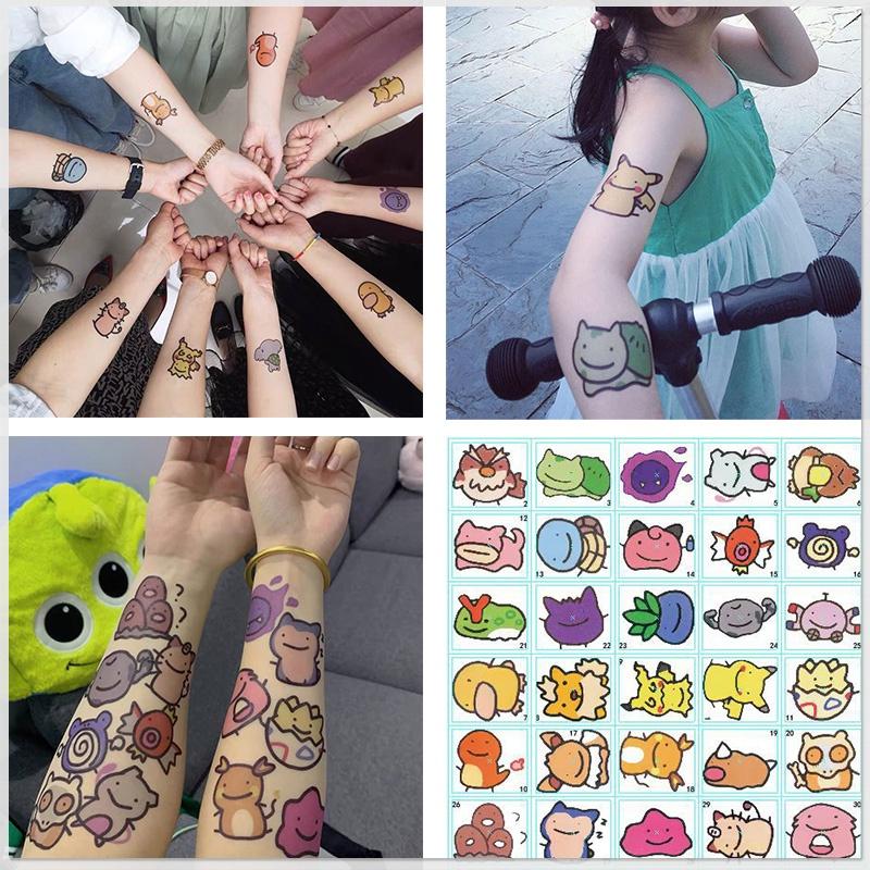 Hình Xăm Dán Pokemon, 30 Cái / bộ, Dễ Thương, Thú Cưng, Yêu Tinh, Phim Hoạt Hình Trẻ Em, Không Thấm Nước Trang Điểm