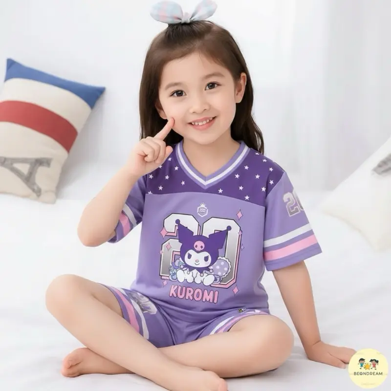 Baju Tidur / Jersey / Casual Anak-anak Umur 3-10 Tahun BeonDream (Kuromi)