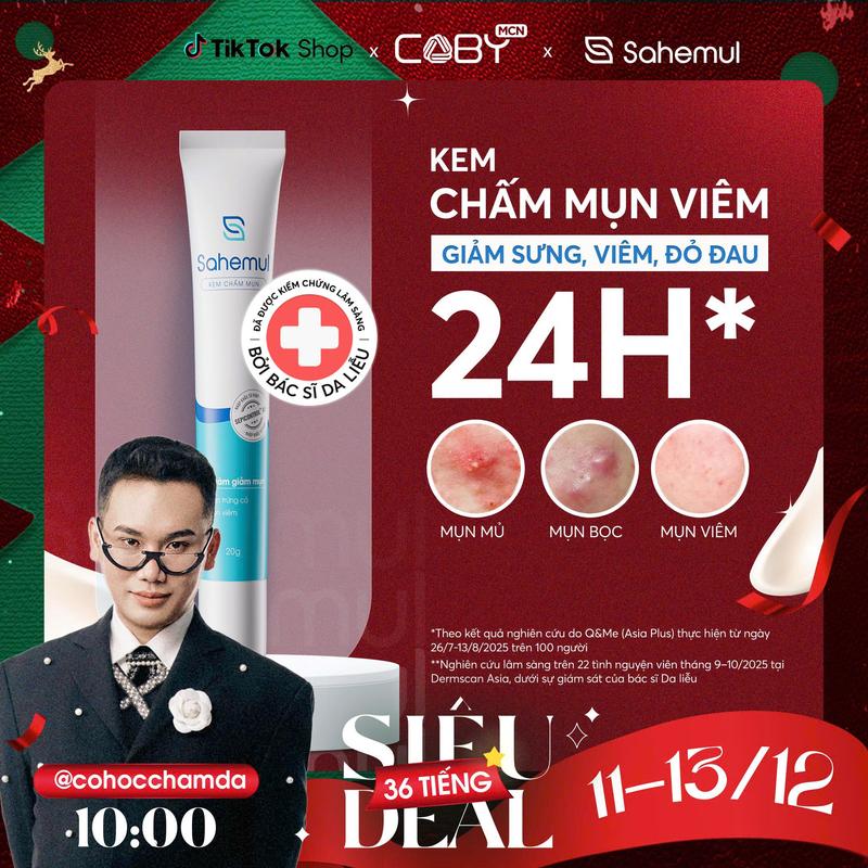 Kem Mụn Sahemul Dành Riêng Cho Mụn Trứng Cá Mụn Mủ Mụn Bọc Mụn Đỏ Cho Nữ Acne Treatment 20g