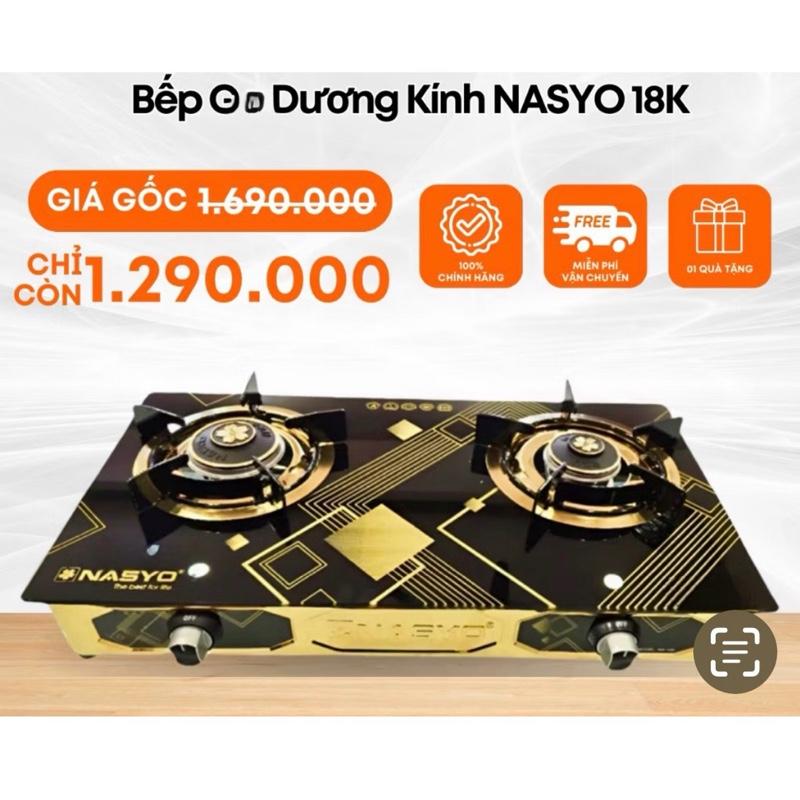 Bếp gas đôi mặt kính NASYO NS -18 K + tặng kèm van dây cao cấp