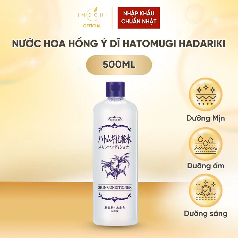 Nước Hoa Hồng Dưỡng Sáng Mịn Da Ý Dĩ Hatomugi Hadariki Conditioner Nhật Bản 500ml 0