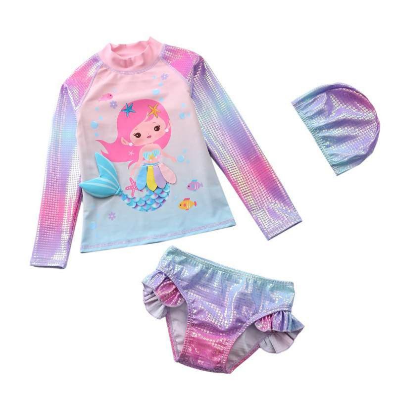 Product Introduction of Girl's cartoon long sleeved sunscreen swimsuit+swimsuit two-piece set 4