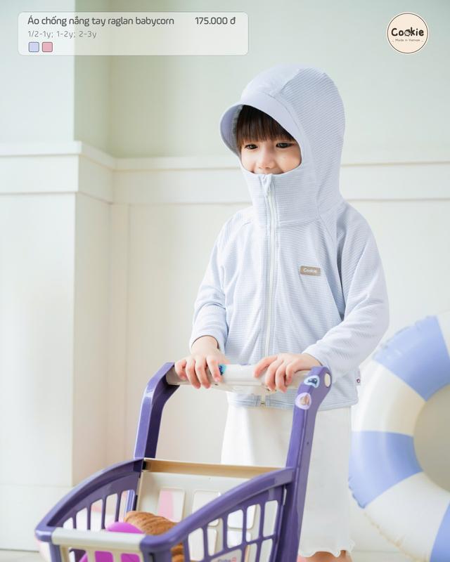 Áo Khoác Cản Gió Chống Nắng Vành Rộng Cookie Cho Bé Áo Chống Nắng Tay Raglan Cookie Cho Bé Từ 6 Tháng Đến 3 Tuổi Chất Babycorn Hạt Ngô Chất Mát