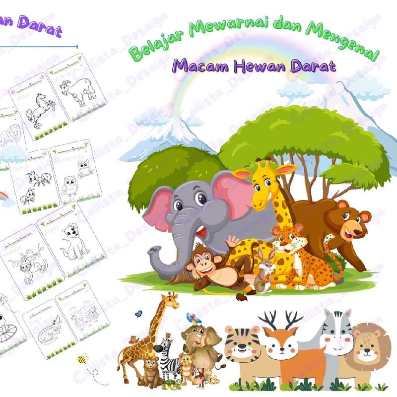 Tk Cod BUKU MEWARNAI GAMBAR HEWAN DARAT ANAK PAUD TK COD GRATIS ONGKIR - Shop ...