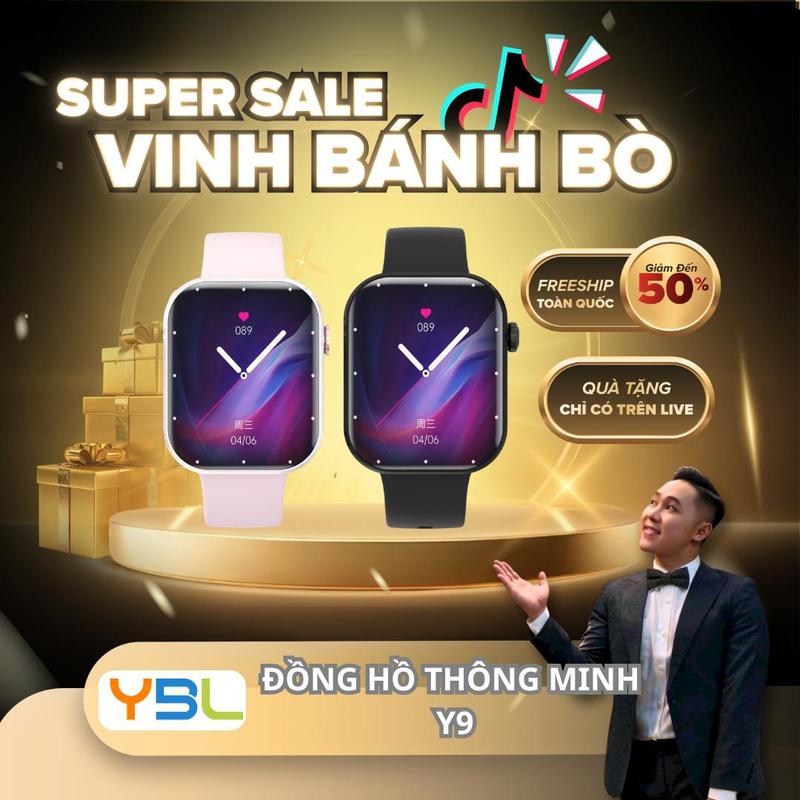 YBL X VINHBANHBO Đồng hồ thông minh kết nối bluetooth Y9 Liên Kết Điện Thoại Chống Nước IP68 Có Thể Đi Bơi Được Nghe Gọi 2 Chiều Nhận Thông Báo Tin Nhắn Nghe Nhạc Theo Dõi Bài Tập Thể Dục Thể Thao
