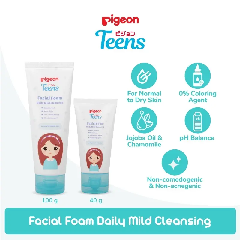 Sabun Cuci Muka Remaja Pigeon Teens Facial Foam Daily Mild Cleansing 100ml Kulit Kering - Pencuci, Wajah Kotoran Membersihkan Pembersihan 3