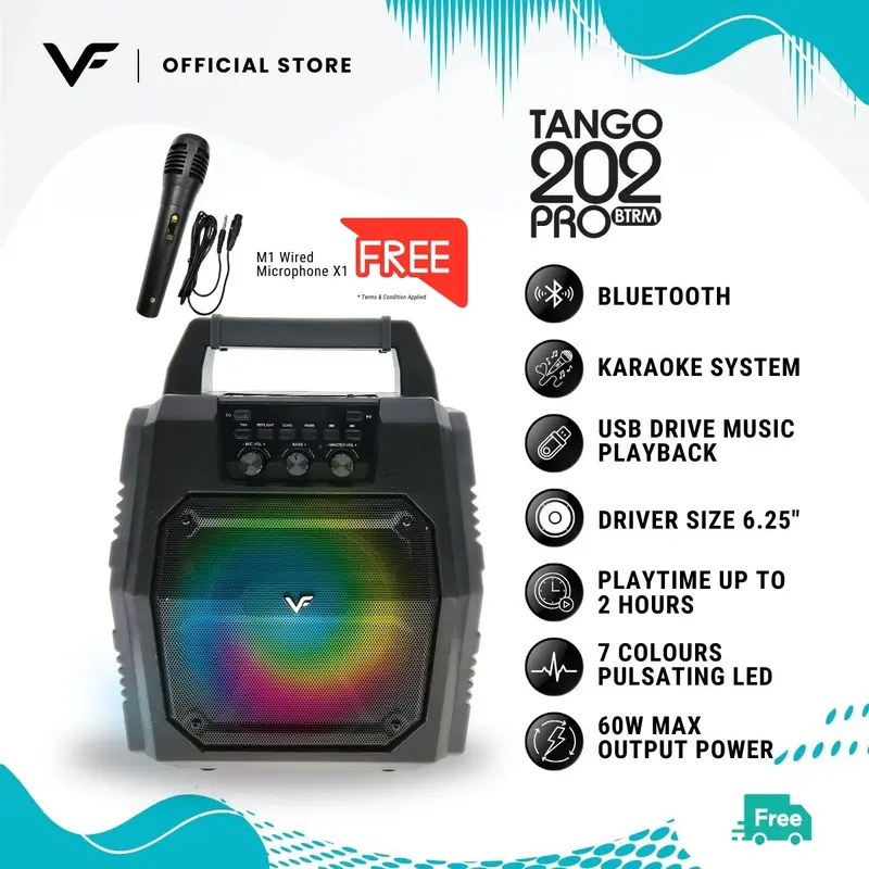 Vinnfier VF Tango XT8000 WMU 1500W MAX 14000mAh Potable Partybox