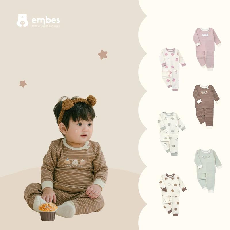 Bộ quần áo dài tay phối hoạ tiết cho bé Embes Việt Nam từ 9 tháng - 4 tuổi - 25-K7-04