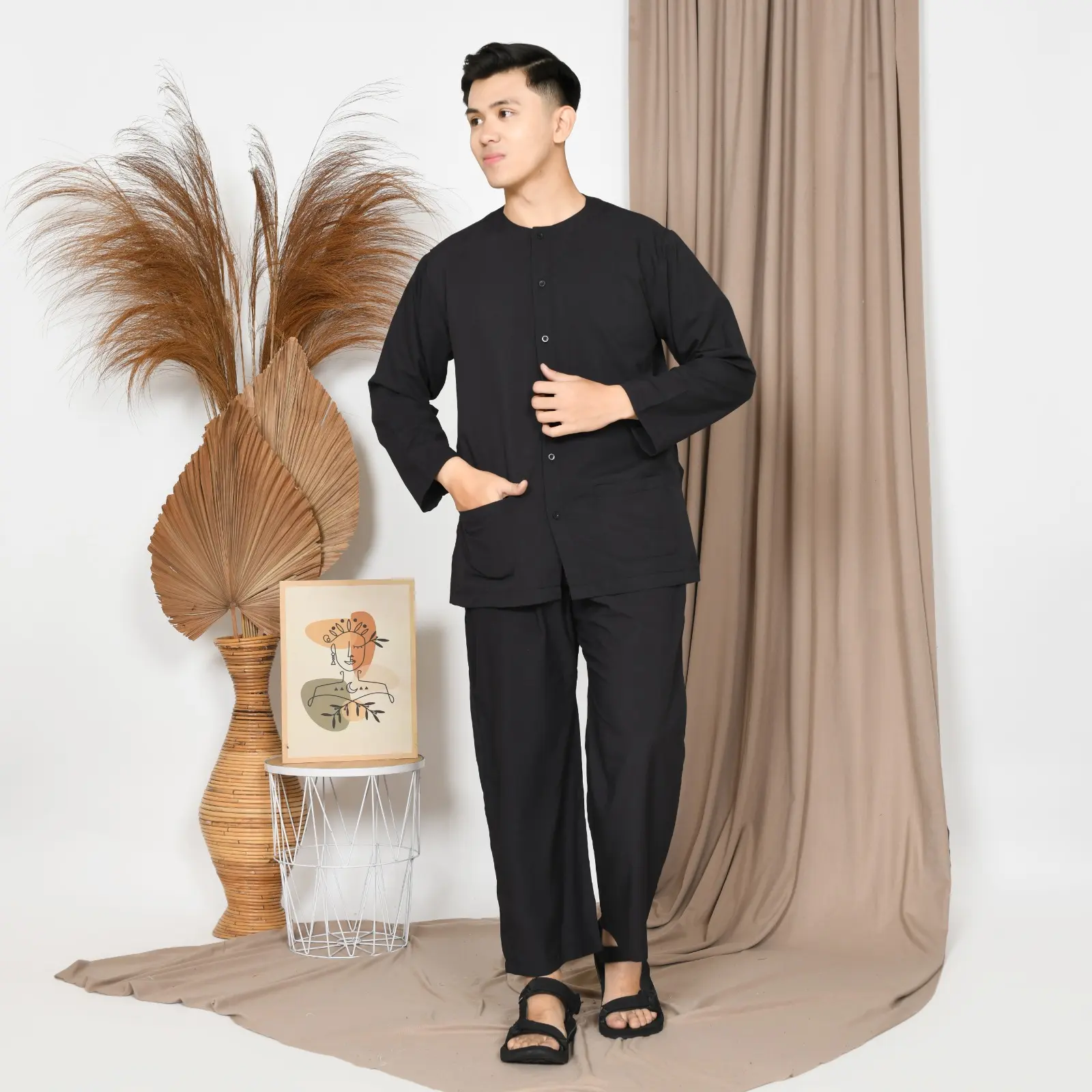 Setelan Pangsi Katun Premium Hitam dan Putih Pangsi Hitam dan Pangsi Putih