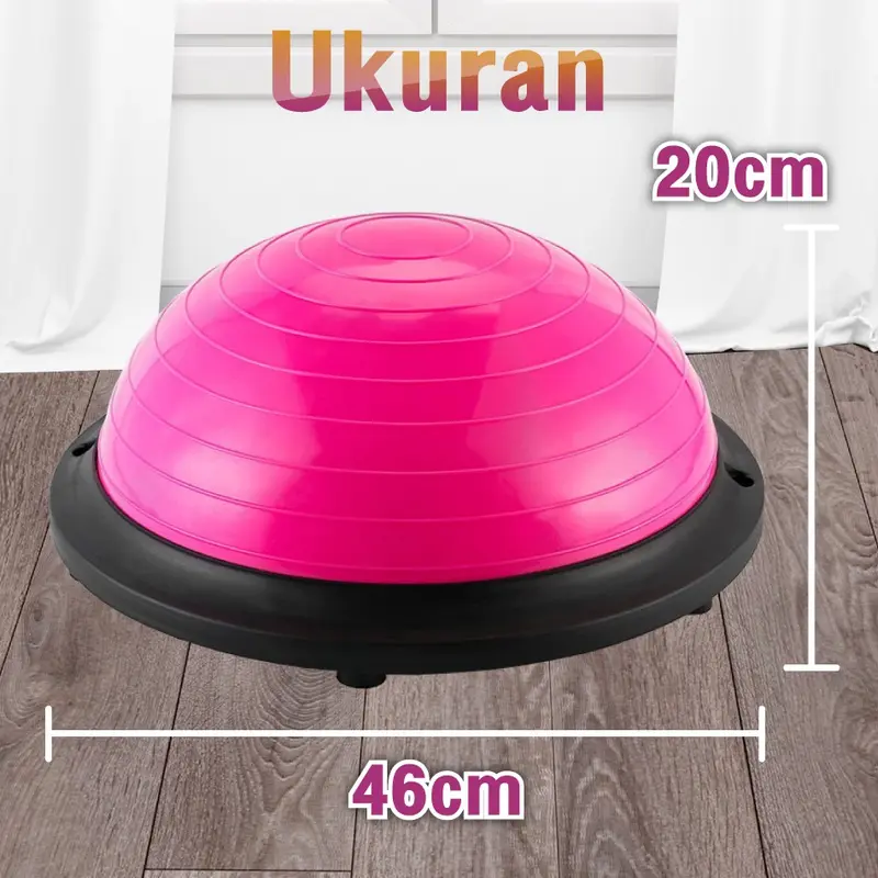 BOSU GYM BALL ALAT OLAHRAGA BOLA FITNESS PILATES BALANCE PAD BALL FREE PUMP & RESISTANCE BAND 7