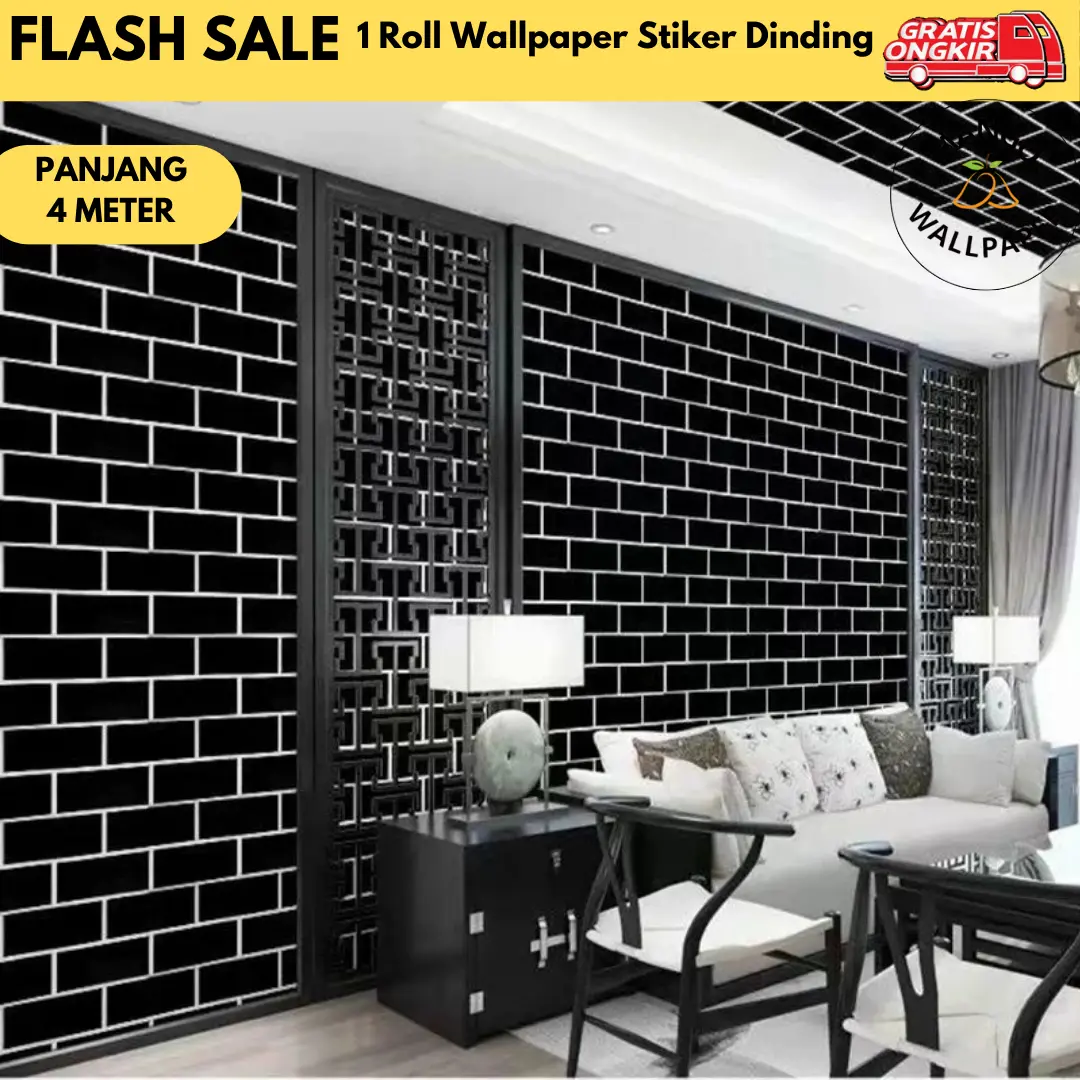 Wallpaper Sticker Dinding Motif Bata Wallsticker Kamar Aesthetic Kertas - Ukuran 45cm x 5m