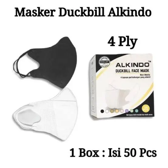 Masker Duckbill 4 Ply Alkindo - Isi 50 Pcs/Box - Nyaman & Aman di Kulit Elegan Di Pakai 3