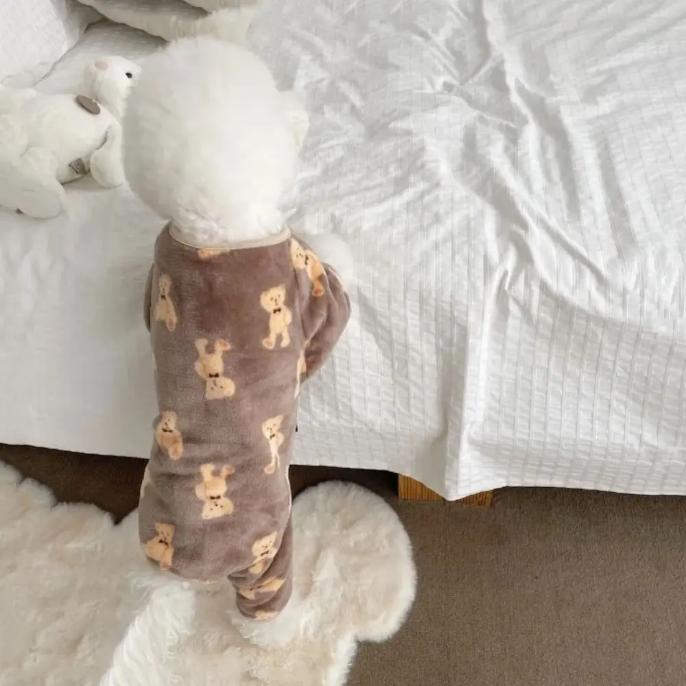 Bộ Đồ Ngủ Cho Chó, Thiết Kế Bốn Chân Dễ Thương, Làm Bằng vải nỉ Mềm Mại, Ấm Áp Và Nhồi Bông, Thích Hợp Cho Chó, Bộ Đồ Ngủ Nhung Ấm Áp, Có In Hình Gấu, Thích Hợp Cho Mùa Thu, Cho Thú Cưng