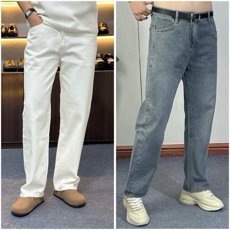 Quần Jean Baggy Màu Xám,Trắng Quần Jean Tomboy, Quần Jean Nam Nữ, Quần Jean Ống Rộng Menswear