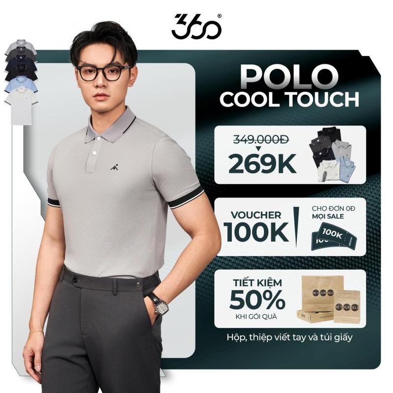 Áo polo nam COOL TOUCH cao cấp, thanh lịch 360 Boutique áo thun phông có cổ đẹp, trẻ trung POHOL602 [BC]