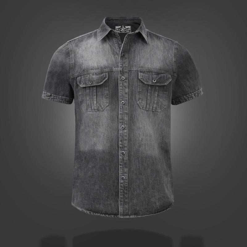 Áo Sơ Mi Jean Demin Nam Tay Ngắn Siêu Hot 2024 Áo Khoác Denim Menswear Shirt Có Túi Có Cổ