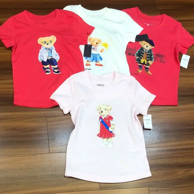 Áo thun cotton hình gấu bear cho bé gái size từ 2-7 tuổi ( 10-26kg )