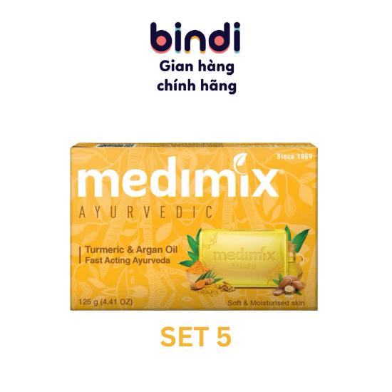 Set 5 Xà Phòng Medimix Nghệ & Dầu Argan 125g bánh Dưỡng Body Dưỡng Ẩm Da Nữ