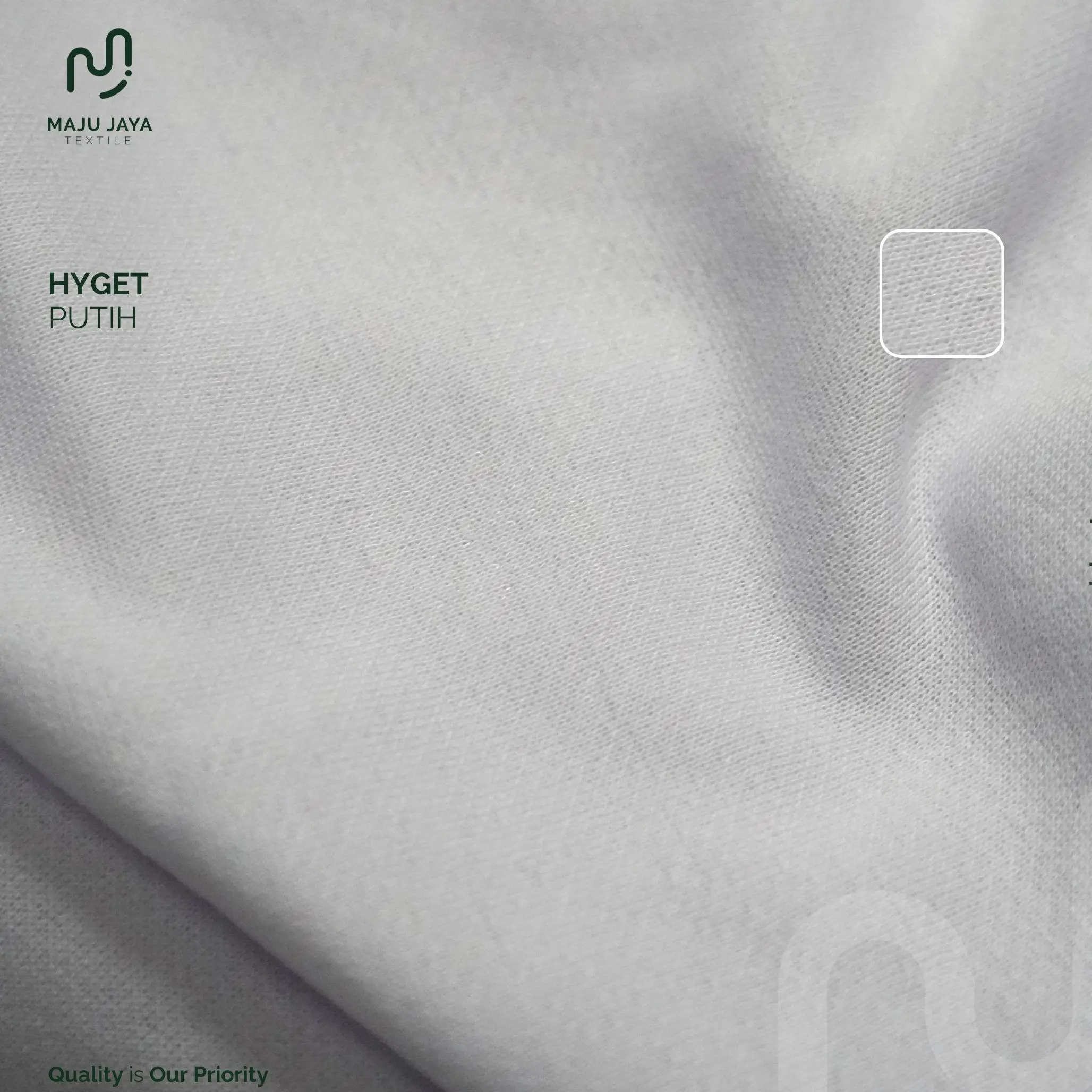 MAJU JAYA TEXTILE - Kain Hyget 45" / Bahan Kaos Hyget 45" - Putih