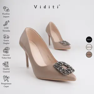 Viditi Crystal Heels 9 cm Sepatu Import Wanita | Kerja | Kuliah | Wisuda | Pesta | Kantor Shoes