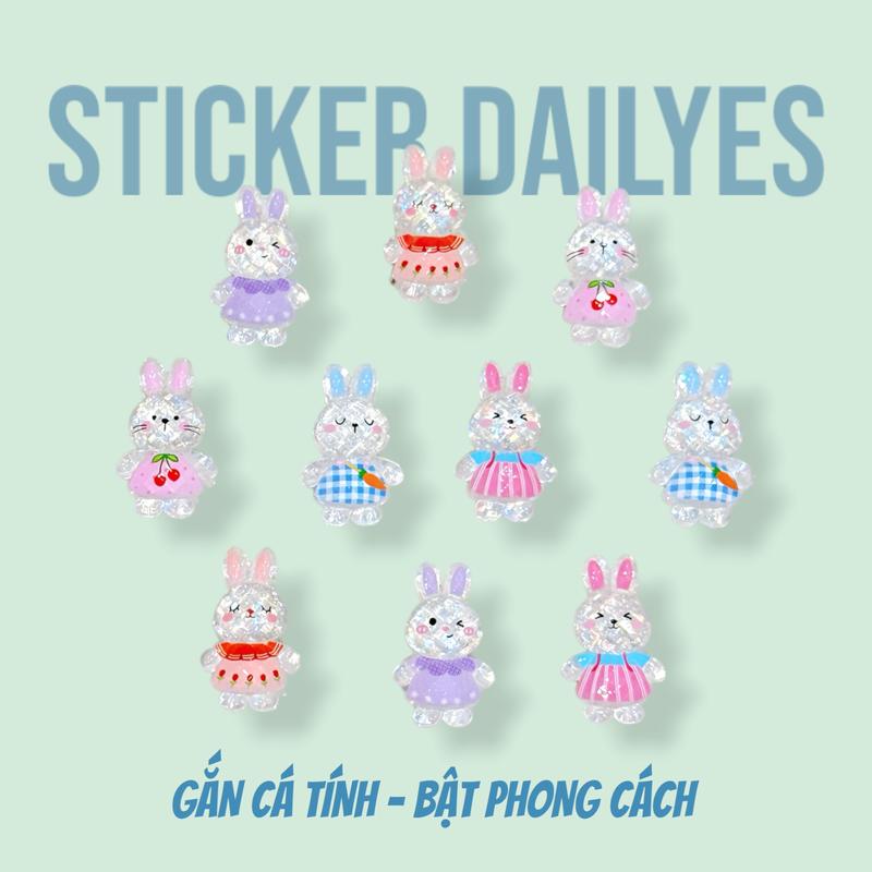 Charm Gắn Dép Thỏ Bling, Sticker Dép Cross, Jibbitz In 3D