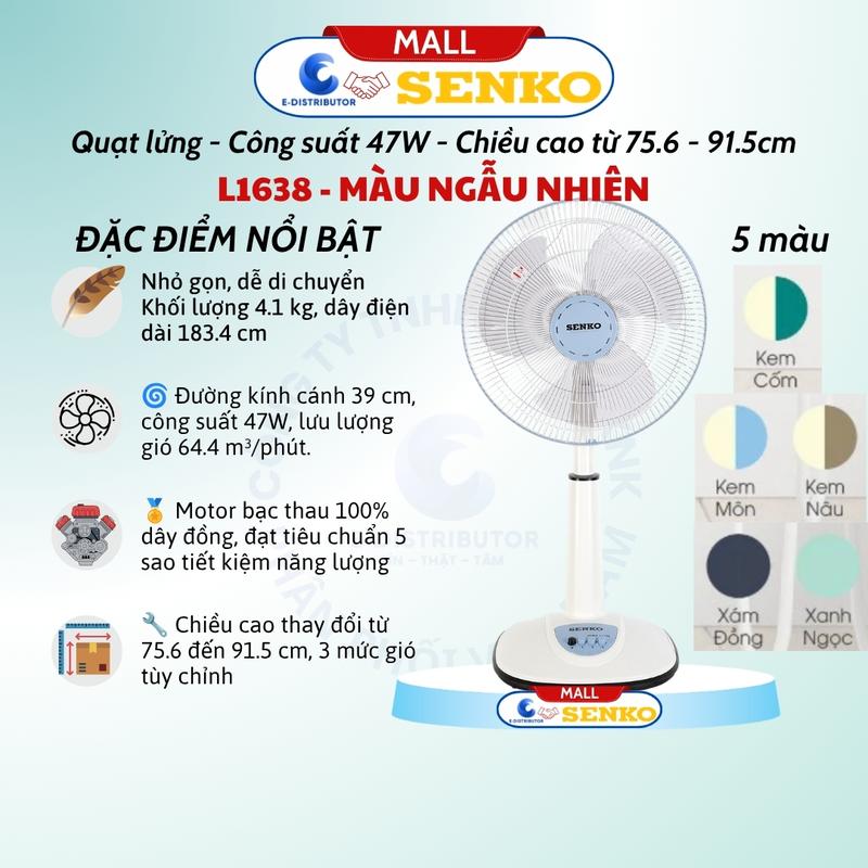 [HỎA TỐC]  Quạt Lửng Senko L1638 Cho NVVP - Phòng Khách - Phòng Ăn - Hàng Chính Hãng 100% - Fan, Quạt đứng quatdien