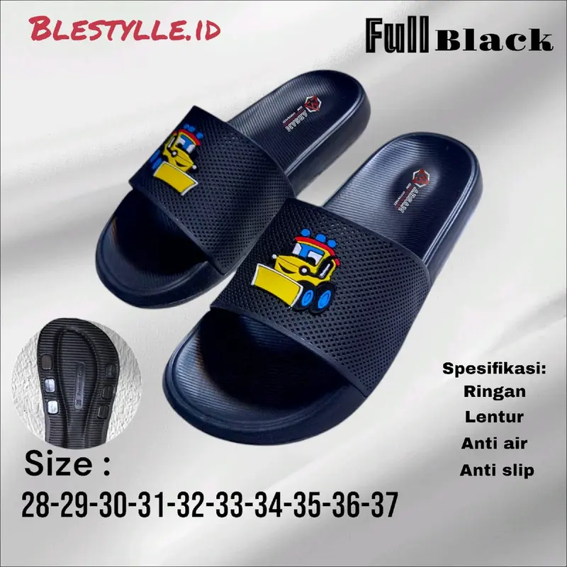 Sandal Anak-Anak Jelly Baim Tanpa Lem Black Laki-Laki Perempuan Perempuan Umur 2-12 Tahun Kaki Fashion 8