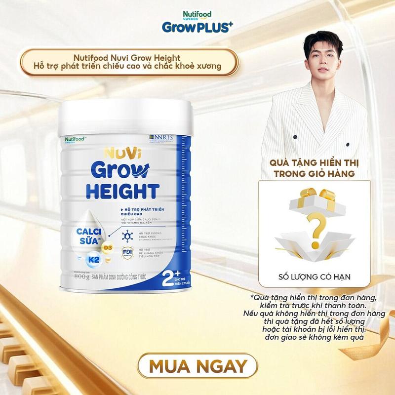  Sữa Bột Nuvi Grow Height phát triển chiều cao Trên 2 tuổi Lon 800g 