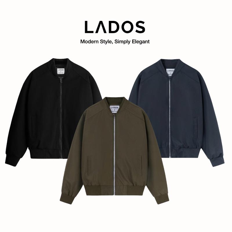 Áo khoác bomber đen kaki LADOS-2054 có túi trong, thấm hút, phong cách Hàn