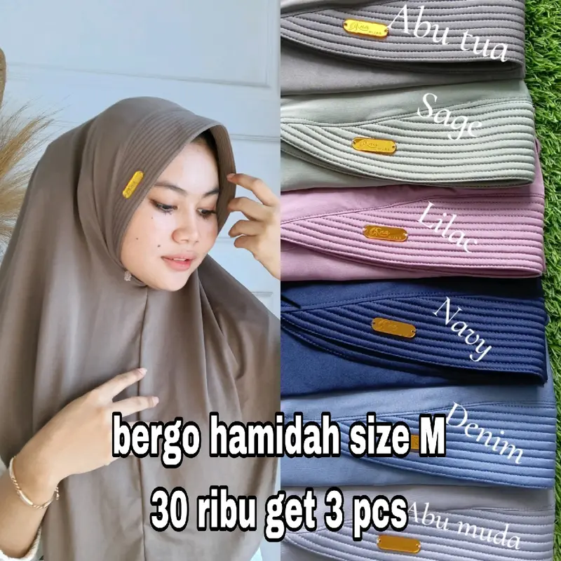 Paket Bundling Bergo Hamidah 30 Ribu Get 3pcs by Anahijab  - Kerudung, Muslim Instan 0