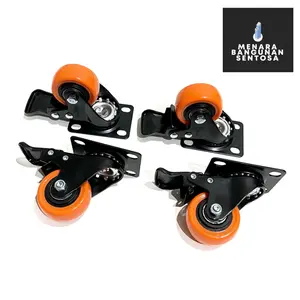 [4PCS] Roda Hidup Nylon Orange + Rem Heavy Duty 2 Inch - Kastor Caster Nilon Troli Trolley