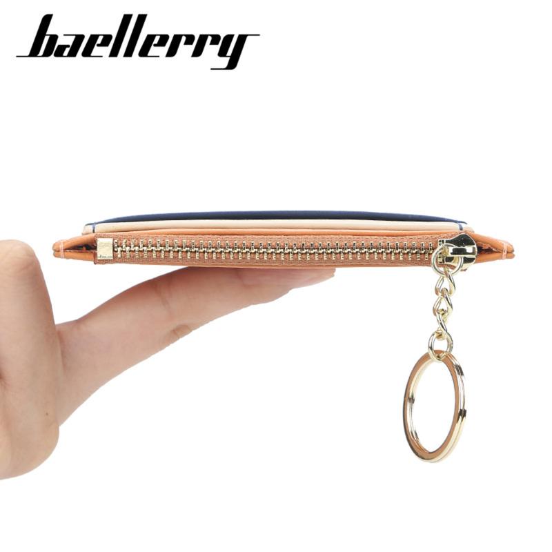 Baellerry Womens Korean Style Patchwork PU Zippered Key Holder Multiple Card Slots Compact Wallet 3