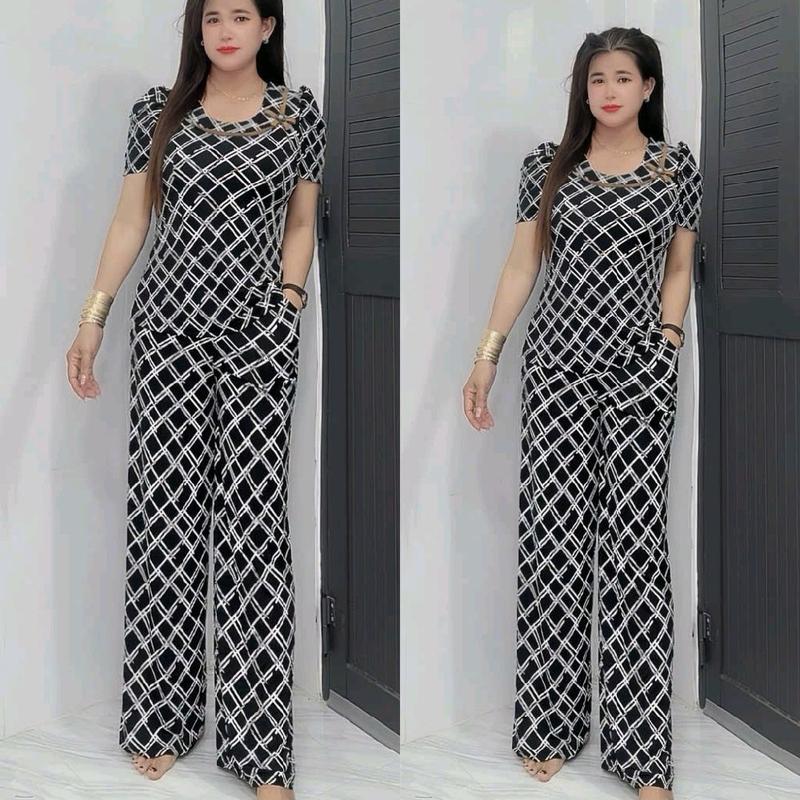 (Ống suông )Đồ bộ Nữ mặc nhà thun ATI size 48 đến 85kg tâm đan Women Top Ong setdomac nhaxinh 3
