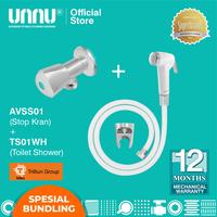 Gambar UNNU Stop Kran - AVSS01 1/2" + Toilet Shower - TS01WH White (SET) dari UNNU.official Kab. Gresik 1 Tokopedia