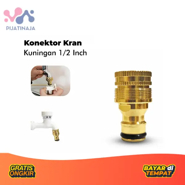 Konektor Kran Kuningan 1/2 Inch Konektor Drat Ulir 1/2 Inch Sambungan Kran Quick Release Konektor Kuningan Kran Mesin Cuci