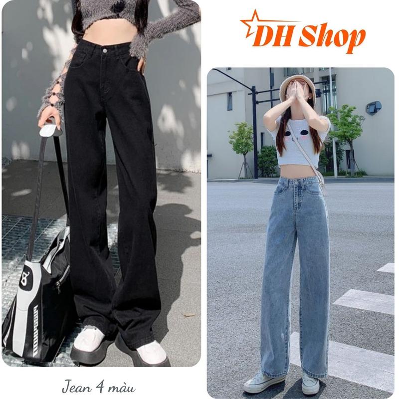 Deal Mở Bán Quần Jean Nữ Ống Rộng 4 Màu Quần Ống Suông Rộng Phong Cách Trẻ Trung Hách Dáng Pants Women Denim Lưng Cao