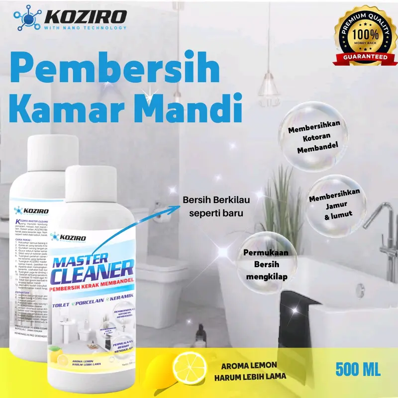 KOZIRO MASTER CLEANER Pembersih Kerak WC Kamar Mandi Toilet Keramik Porselen Peluntur Noda Membandel Paling Ampuh Cairan Lantai Sarung Plastik 0