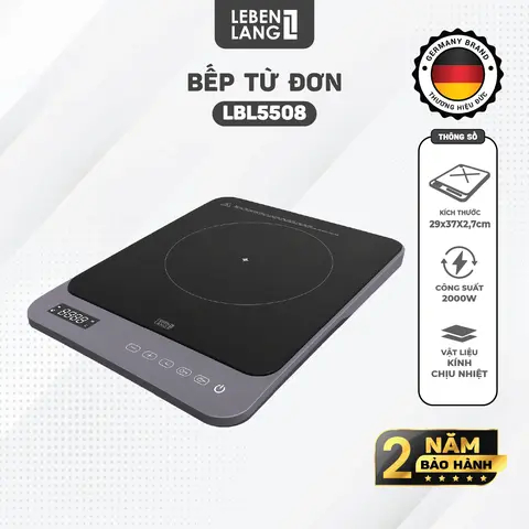 Bếp Từ Đơn Lebenlang LBL5508, 2000W – Bếp Điện Từ Cảm Ứng Siêu Mỏng Mặt Kính Pha Lê Cao Cấp
