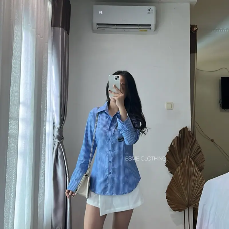 [ESME] Janice fitted shirt stripe / Kemeja fitted salur 2
