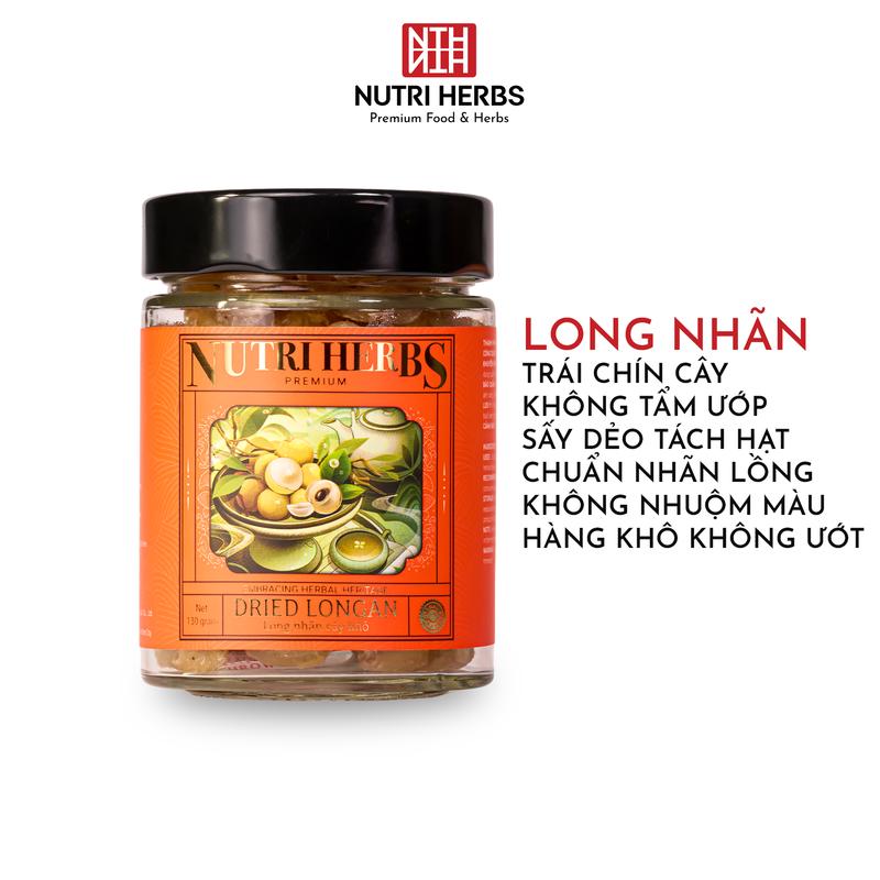  Long Nhãn Hưng Yên Sấy Khô Nutri Herbs – Loại Thượng Hạng Vàng Đẹp Sang Trọng Làm Quà Tặng – Lọ 130g 