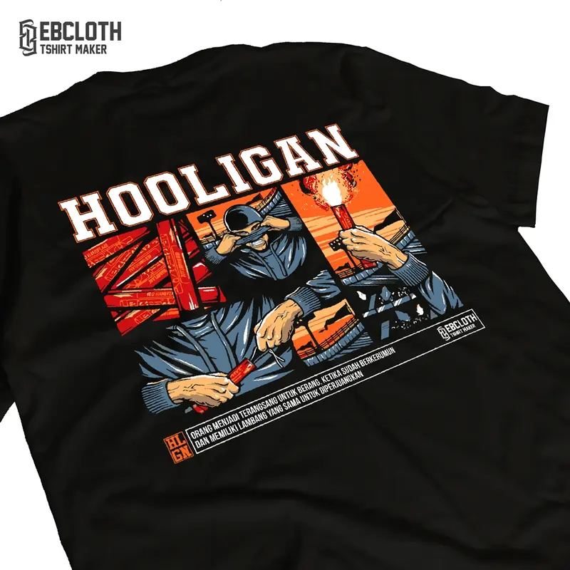 [EBCLOTH 016] Kaos Hooligans Volume 2 | Sablon DTF x Reflektif Menyala | Premium 2