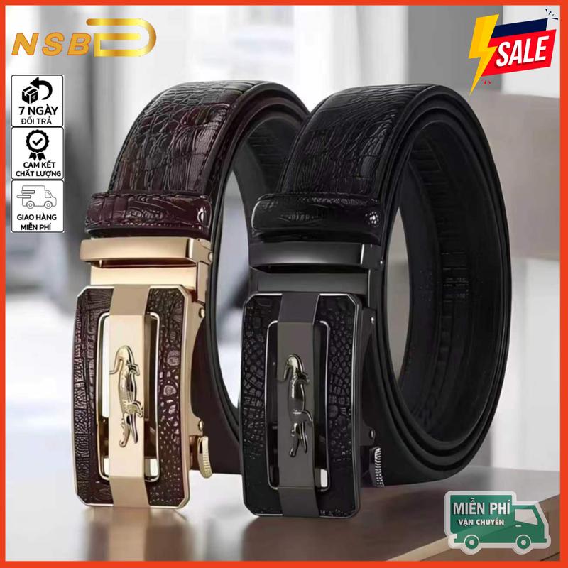 Thắt Lưng Nam Cao Cấp NSB, Da PU Dập Vân, Khóa Tự Động Hợp Kim, Chống Gỉ, Không Bong Tróc TLO2